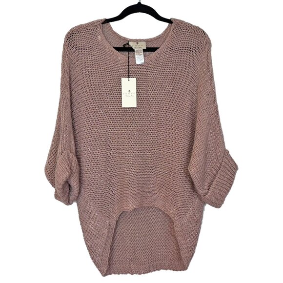 Berretti Mauve & Silver Dolman Sleeve High Low Sweater - New with Tags - Picture 2 of 4